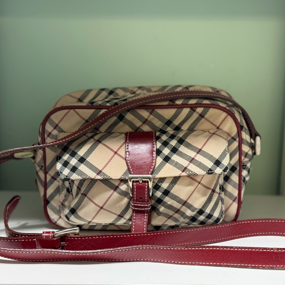 Burberry Crossbody Bag in Red and Beige Check